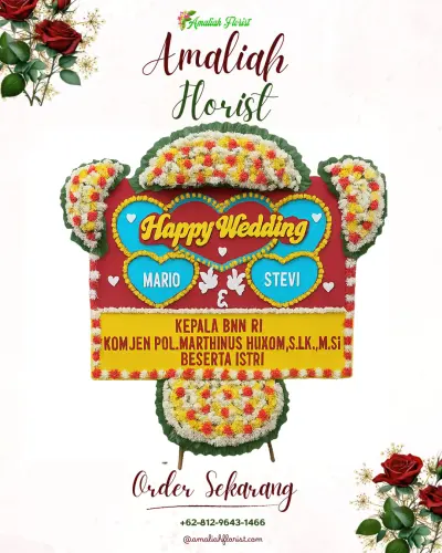 Karangan Papan Bunga Pernikahan di Cikeusal